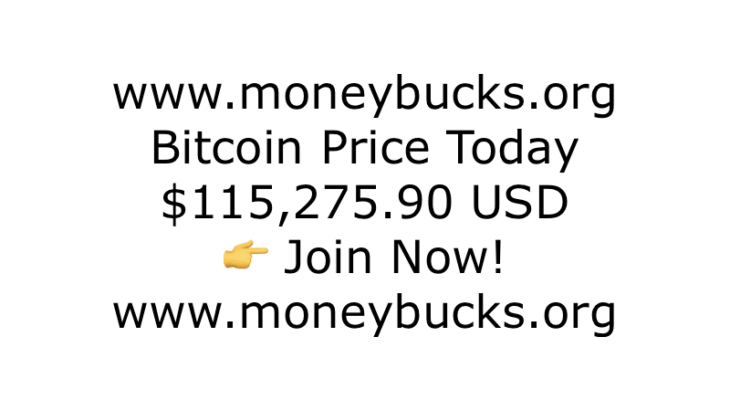 Bitcoin Price $115,275.90 USD. www.moneybucks.org