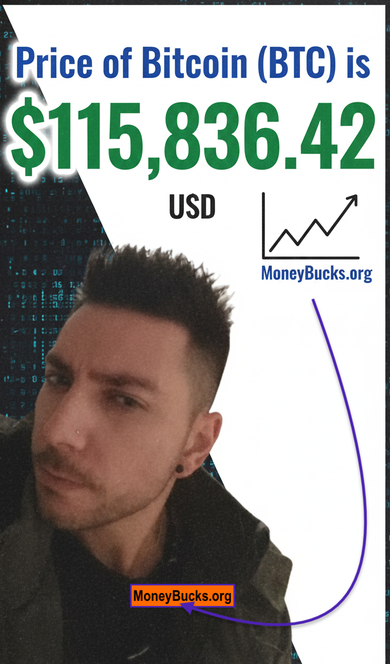 Price Bitcoin BTC $115.836.42 USD. moneybucks.org